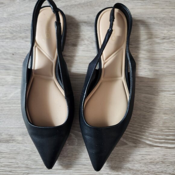 ALDO Black Slingback Pointed Flats -  size 5 - Picture 1 of 1